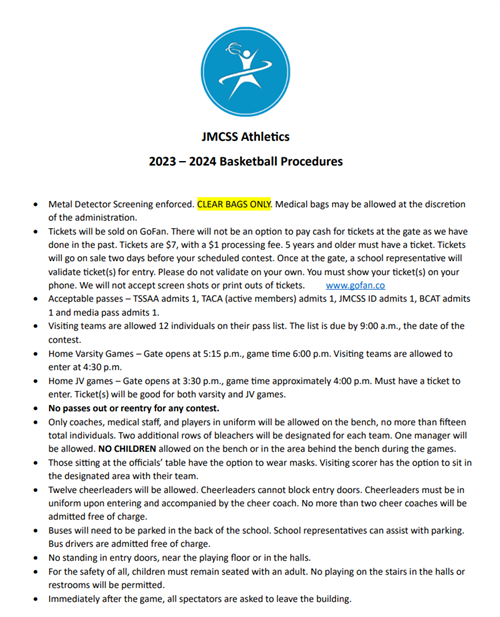 Basketball Game Procedures